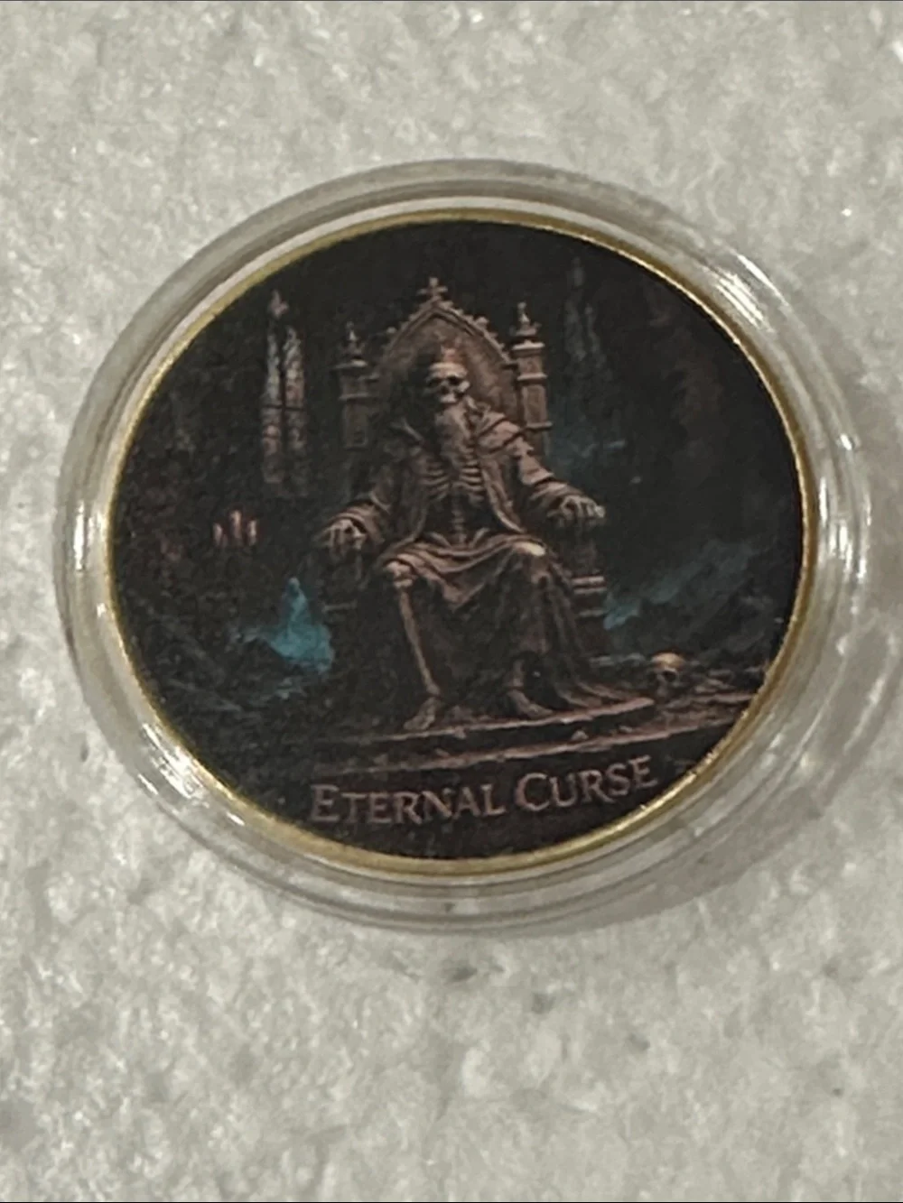 Eternal Curse Gothic Skull Throne Collector Coin - Black/Brown Accent
